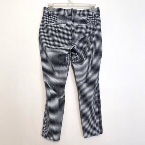 GAP High Rise Gingham Signature Skinny Ankle Pants Navy Blue White Cropped Crop - Picture 13 of 15